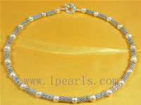 7-8mm potato pearl jewelry necklace with metal fittings